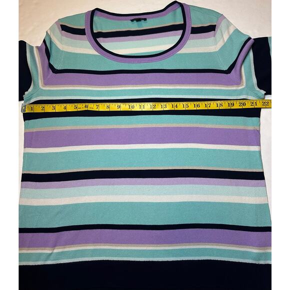 Talbots Multicolor Striped Lightweight Thin Knit Pullover Sweater Size 1XP - Picture 3 of 6